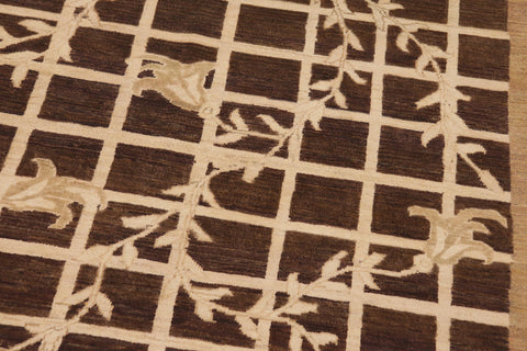 handmade Modern Kafkaz Brown Beige Hand Knotted RECTANGLE 100% WOOL area rug 9' x 12'