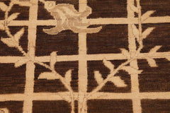 handmade Transitional Kafkaz Brown Beige Hand Knotted RECTANGLE 100% WOOL area rug 9X12