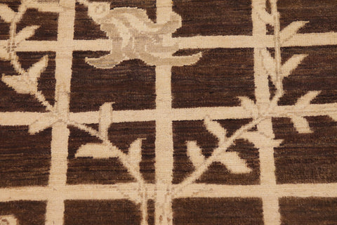 handmade Modern Kafkaz Brown Beige Hand Knotted RECTANGLE 100% WOOL area rug 9' x 12'