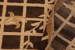 handmade Transitional Kafkaz Brown Beige Hand Knotted RECTANGLE 100% WOOL area rug 9X12