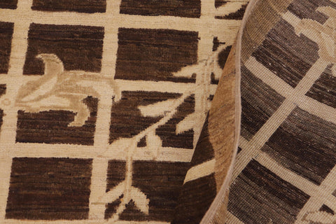 handmade Modern Kafkaz Brown Beige Hand Knotted RECTANGLE 100% WOOL area rug 9' x 12'