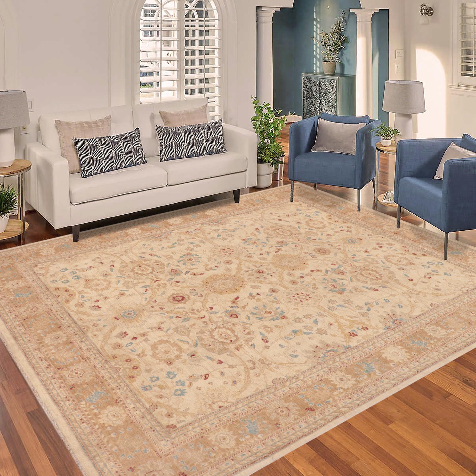 handmade Traditional Kafkaz Beige Lt. Brown Hand Knotted RECTANGLE 100% WOOL area rug 9x12