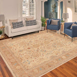 handmade Traditional Kafkaz Beige Lt. Brown Hand Knotted RECTANGLE 100% WOOL area rug 9 x 12