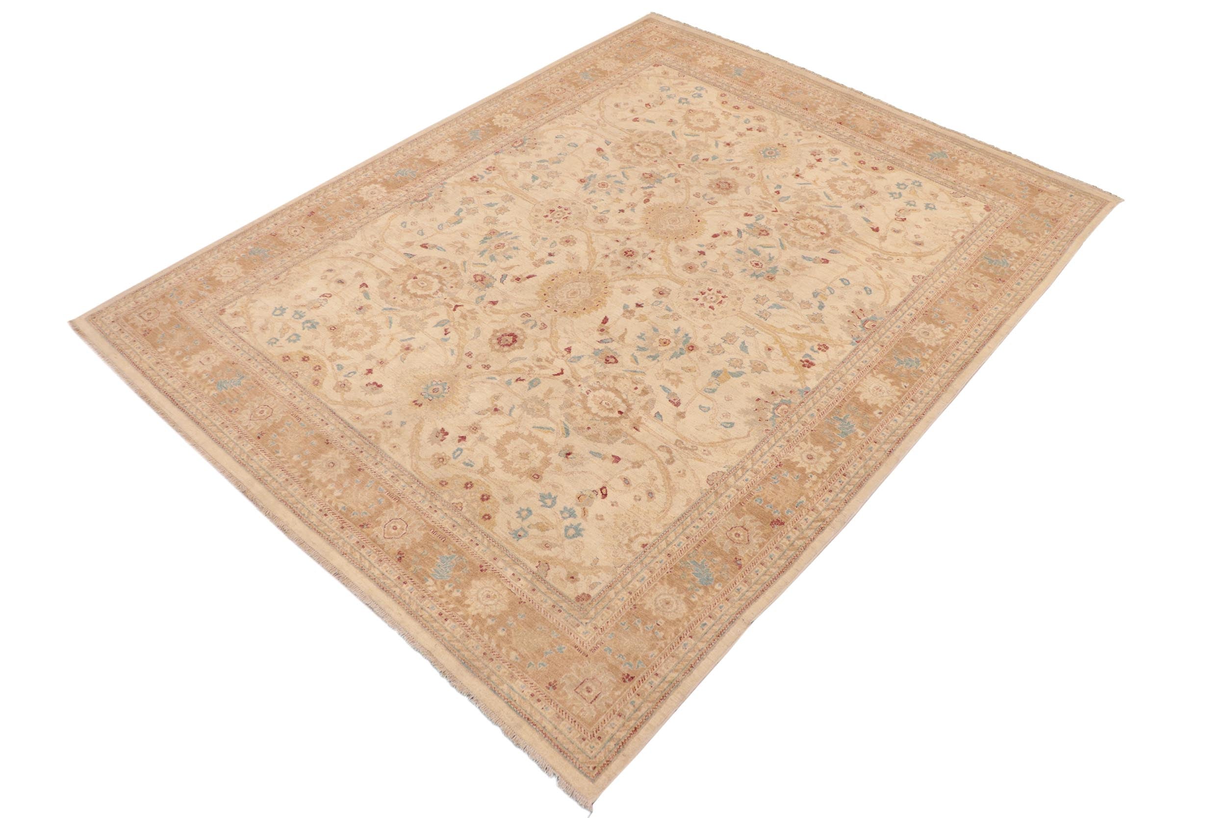 handmade Traditional Kafkaz Beige Lt. Brown Hand Knotted RECTANGLE 100% WOOL area rug 9x12