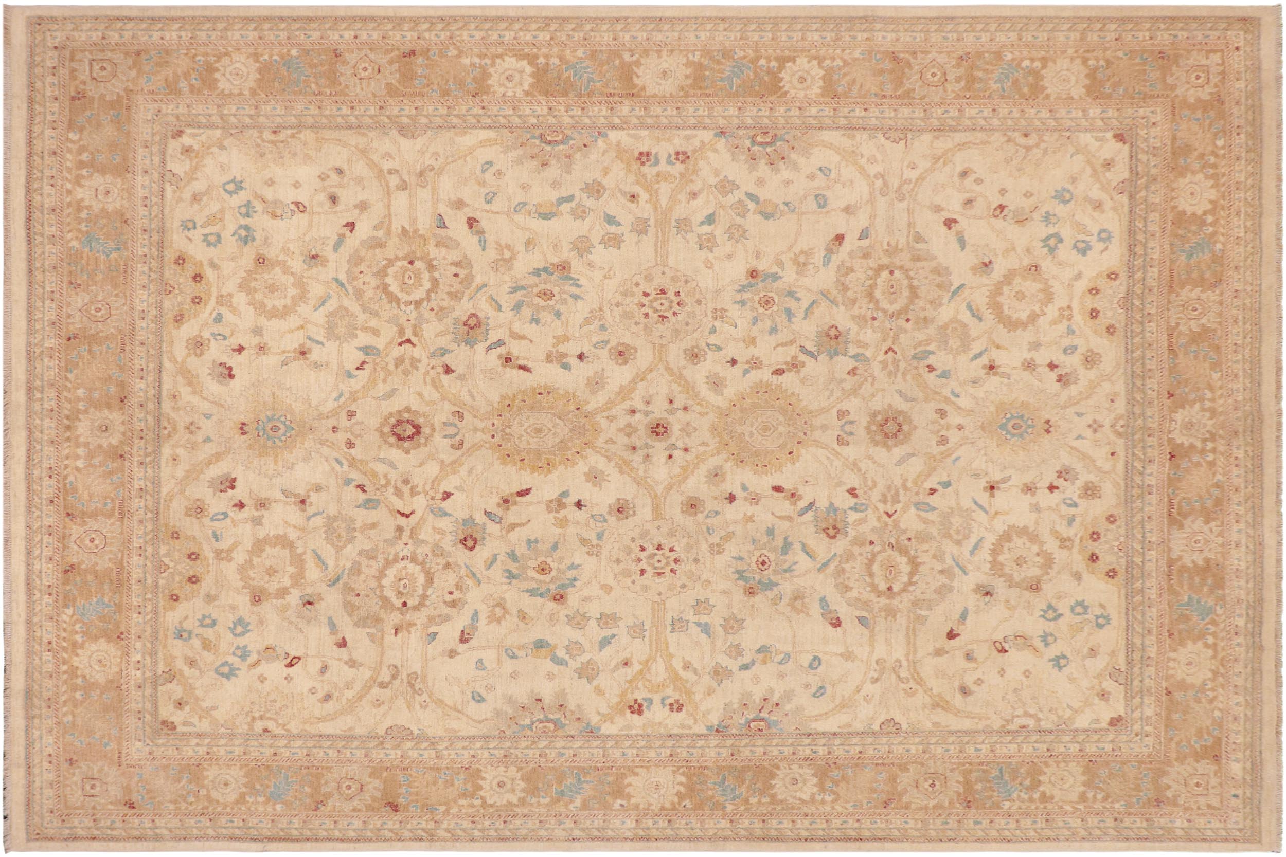 handmade Traditional Kafkaz Beige Lt. Brown Hand Knotted RECTANGLE 100% WOOL area rug 9x12