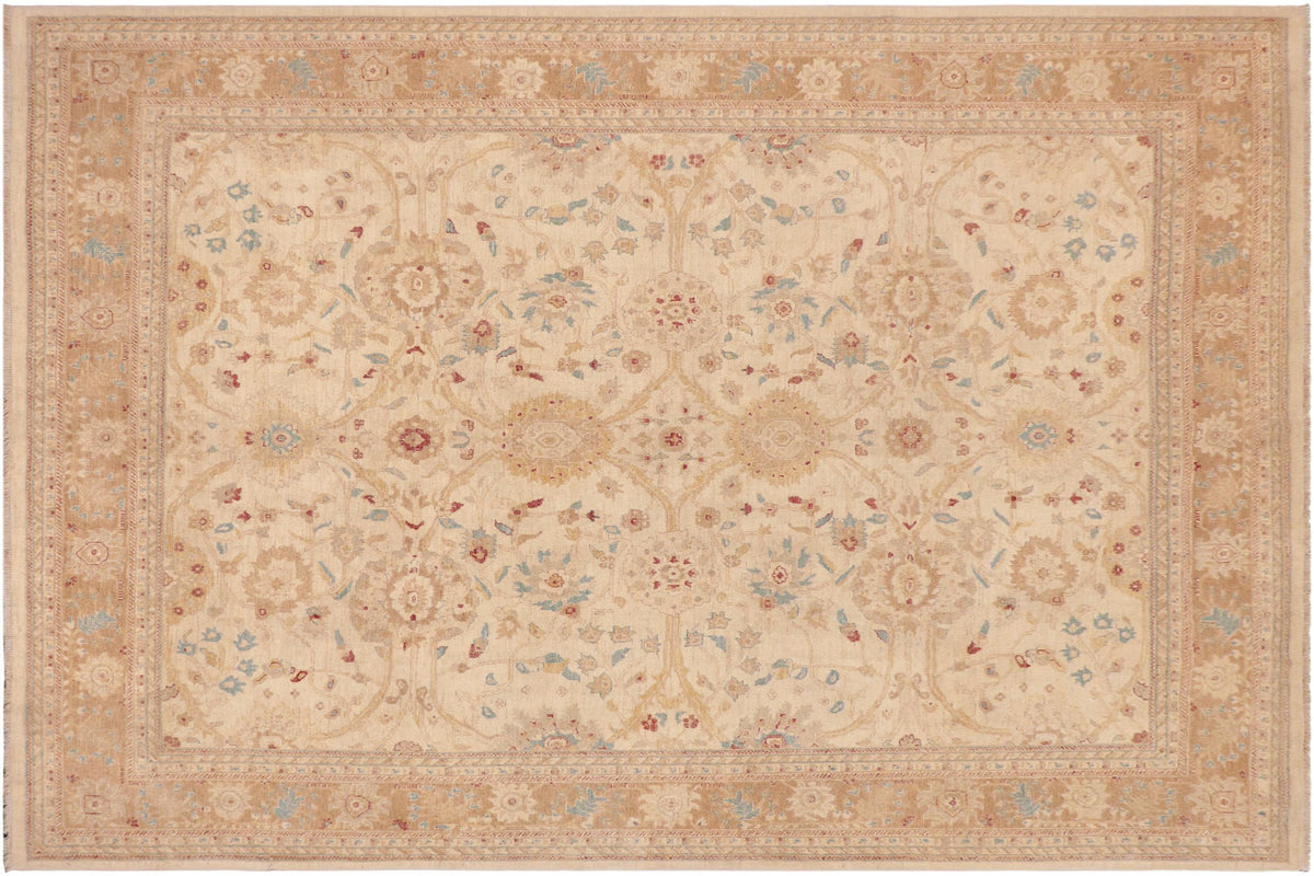 handmade Traditional Kafkaz Beige Lt. Brown Hand Knotted RECTANGLE 100% WOOL area rug 9x12