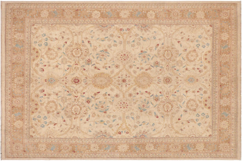 handmade Traditional Kafkaz Beige Lt. Brown Hand Knotted RECTANGLE 100% WOOL area rug 9x12