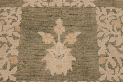 handmade Modern Kafkaz Lt. Green Beige Hand Knotted RECTANGLE 100% WOOL area rug 9' x 12'