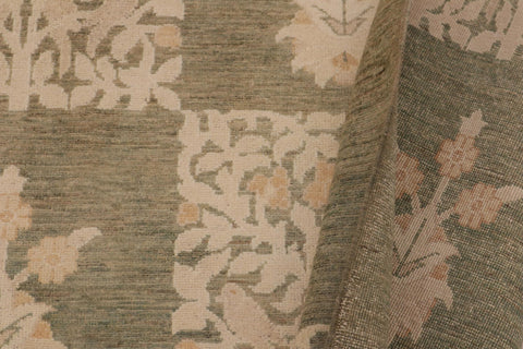 handmade Modern Kafkaz Lt. Green Beige Hand Knotted RECTANGLE 100% WOOL area rug 9' x 12'