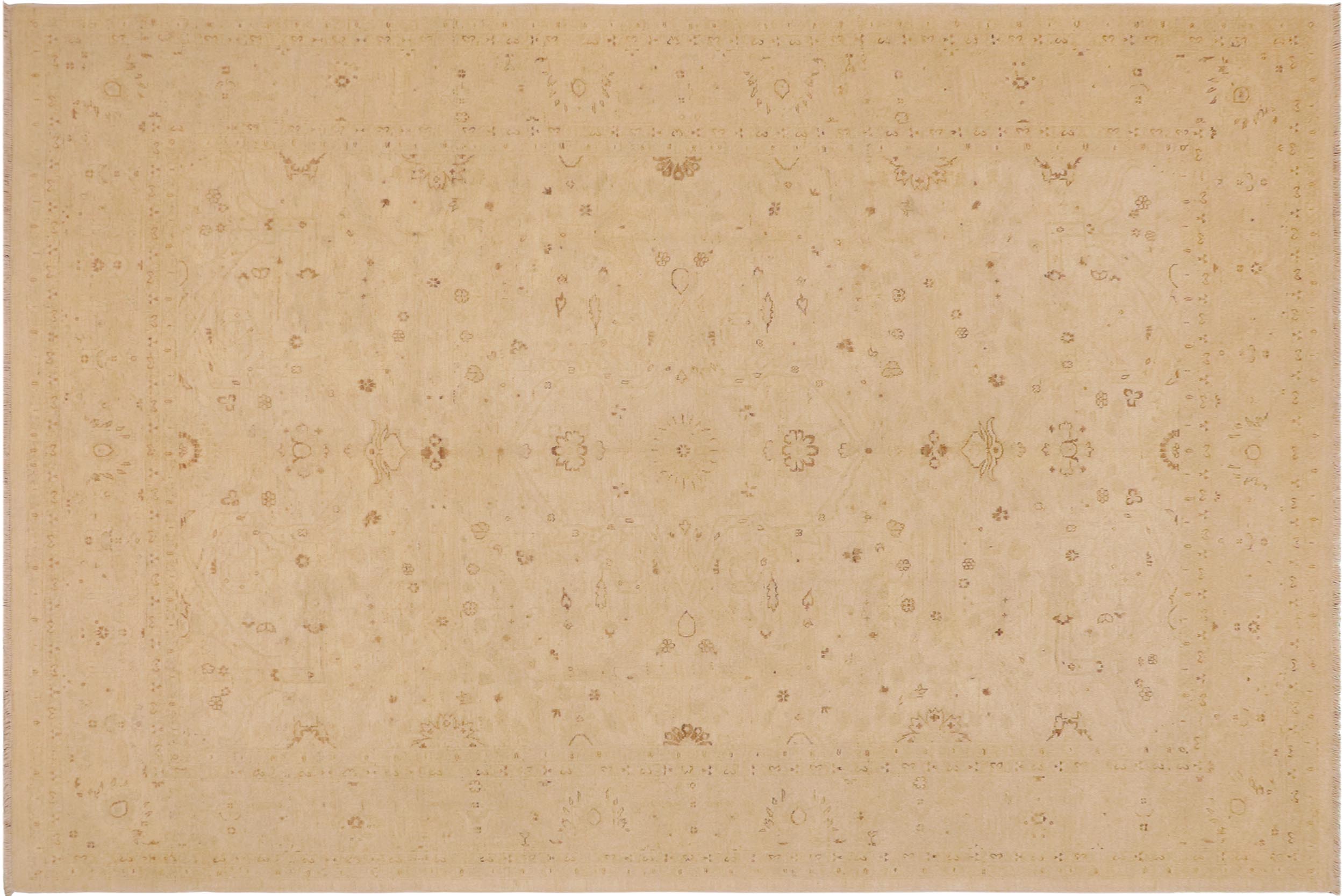 handmade Traditional Kafkaz Beige Beige Hand Knotted RECTANGLE 100% WOOL area rug 9x12