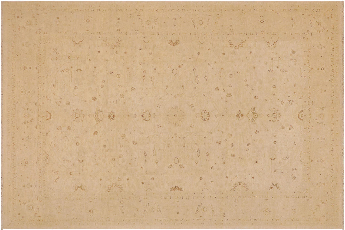 handmade Traditional Kafkaz Beige Beige Hand Knotted RECTANGLE 100% WOOL area rug 9x12