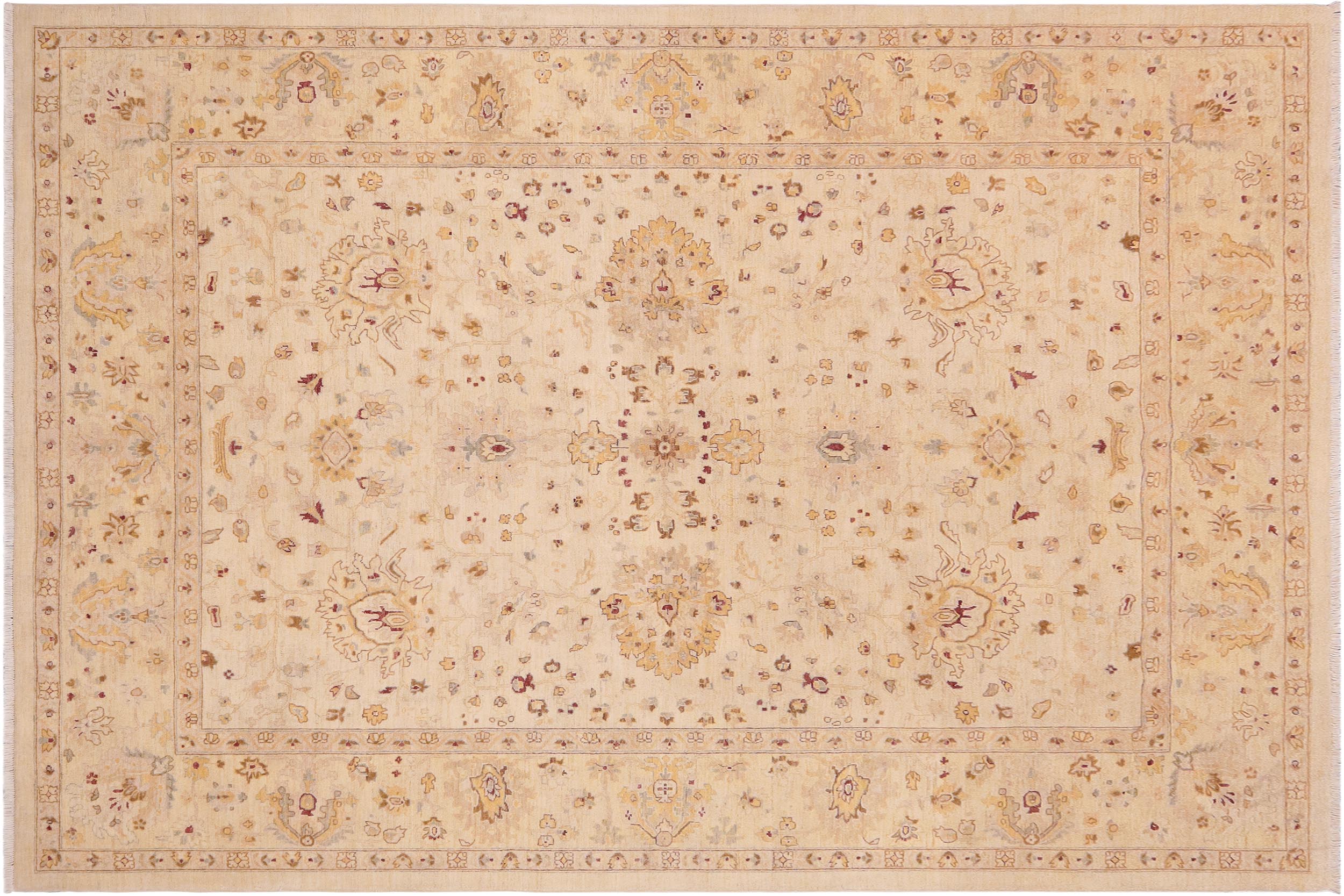 handmade Traditional Kafkaz Beige Lt. Gold Hand Knotted RECTANGLE 100% WOOL area rug 9x12