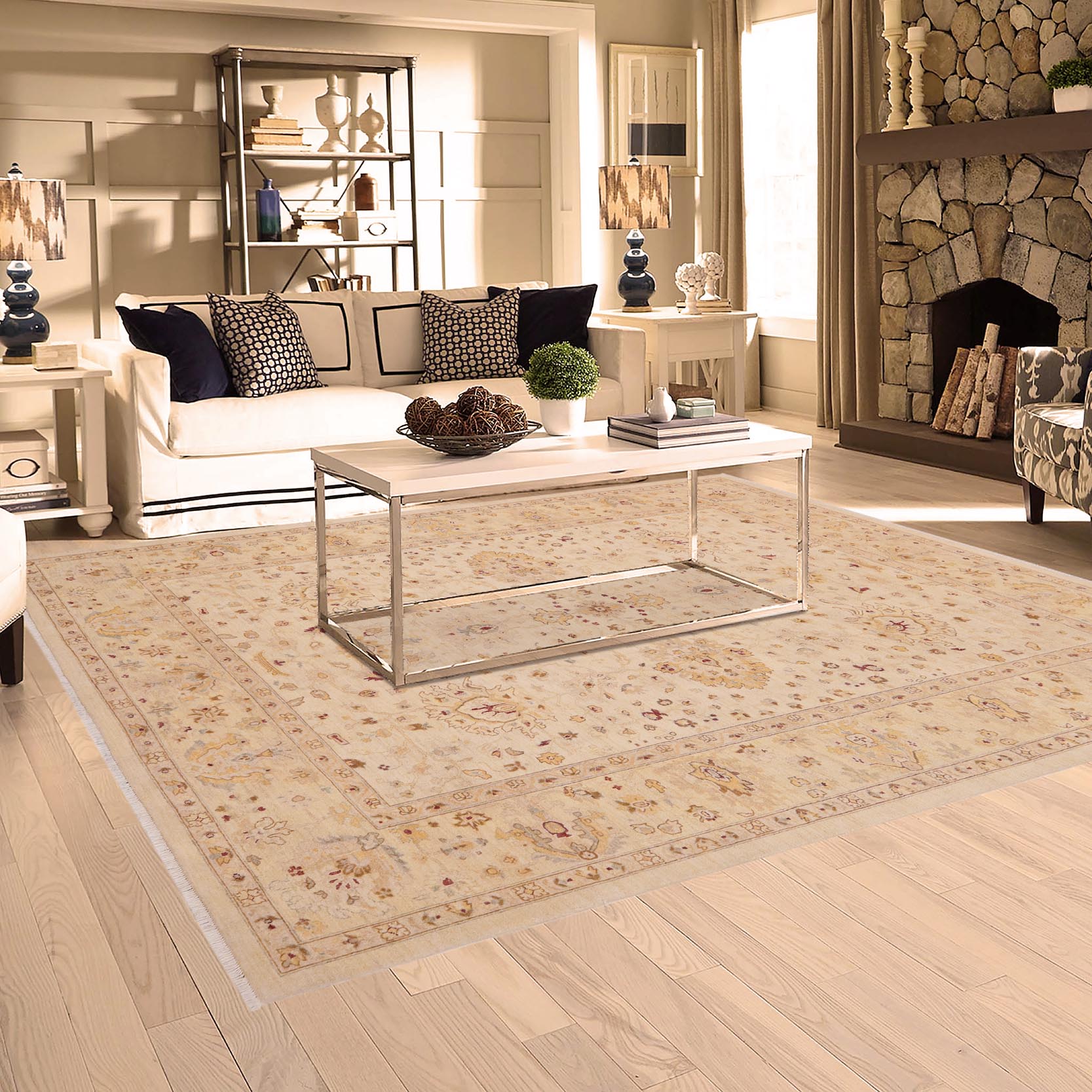 handmade Traditional Kafkaz Beige Lt. Gold Hand Knotted RECTANGLE 100% WOOL area rug 9x12