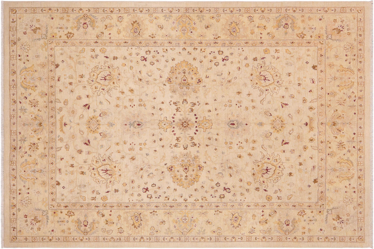 handmade Traditional Kafkaz Beige Lt. Gold Hand Knotted RECTANGLE 100% WOOL area rug 9x12