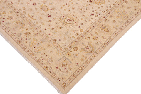 handmade Traditional Kafkaz Beige Lt. Gold Hand Knotted RECTANGLE 100% WOOL area rug 9x12