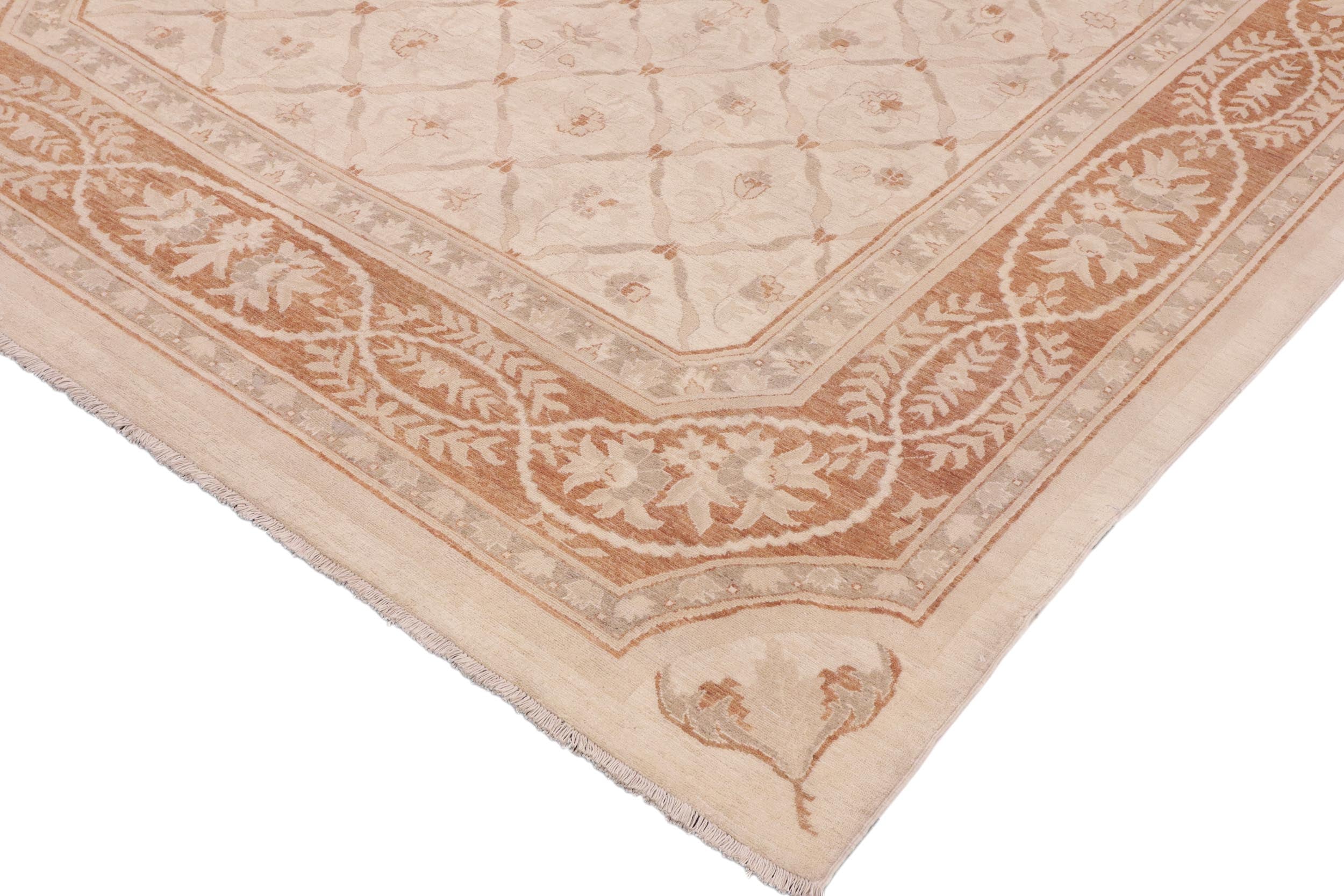 handmade Transitional Kafkaz Beige Copper Hand Knotted RECTANGLE 100% WOOL area rug 9' x 12'