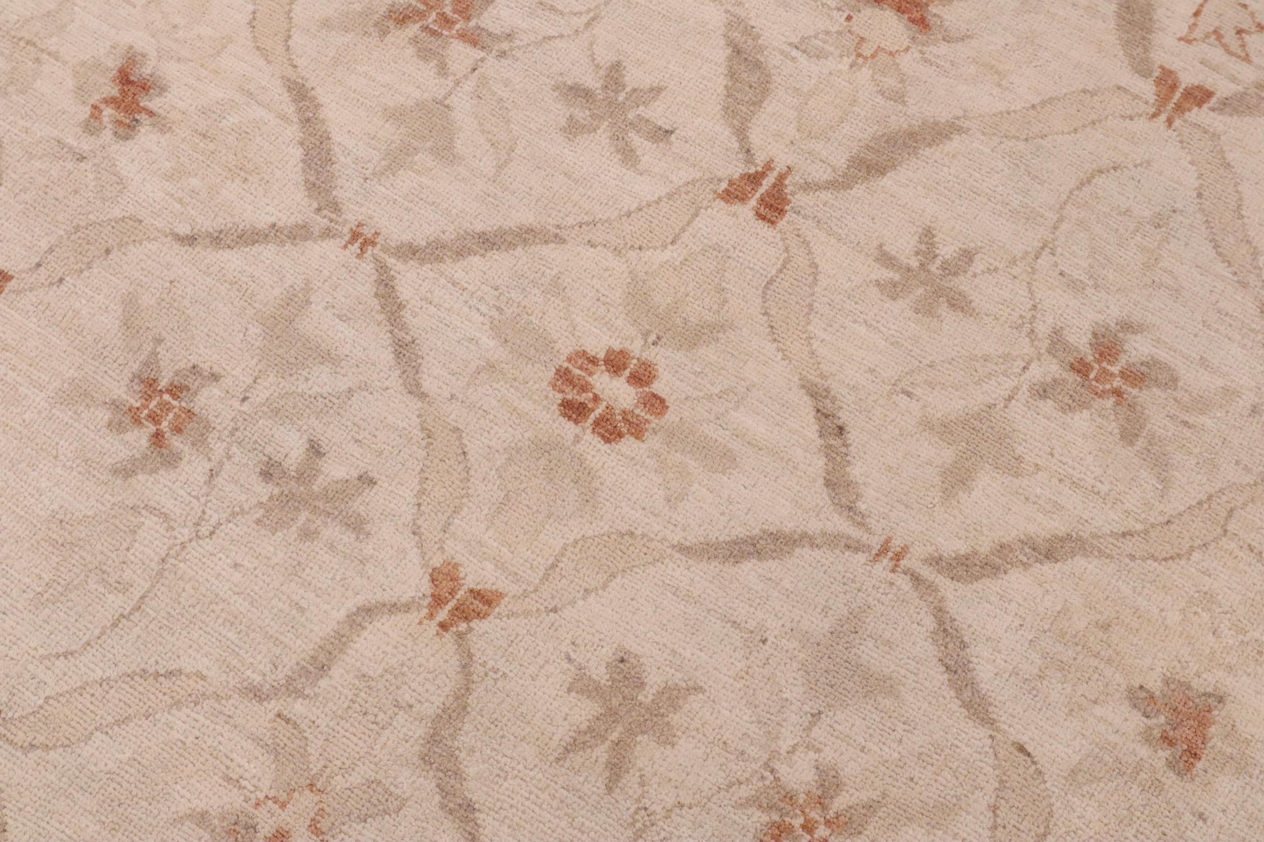 handmade Transitional Kafkaz Beige Copper Hand Knotted RECTANGLE 100% WOOL area rug 9' x 12'