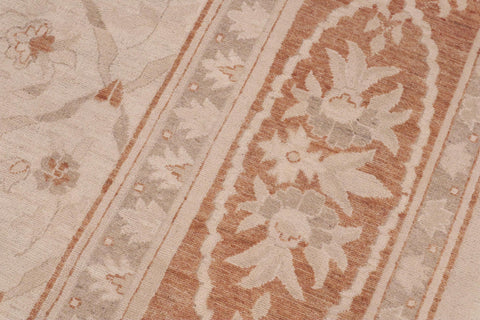 handmade Transitional Kafkaz Beige Copper Hand Knotted RECTANGLE 100% WOOL area rug 9' x 12'