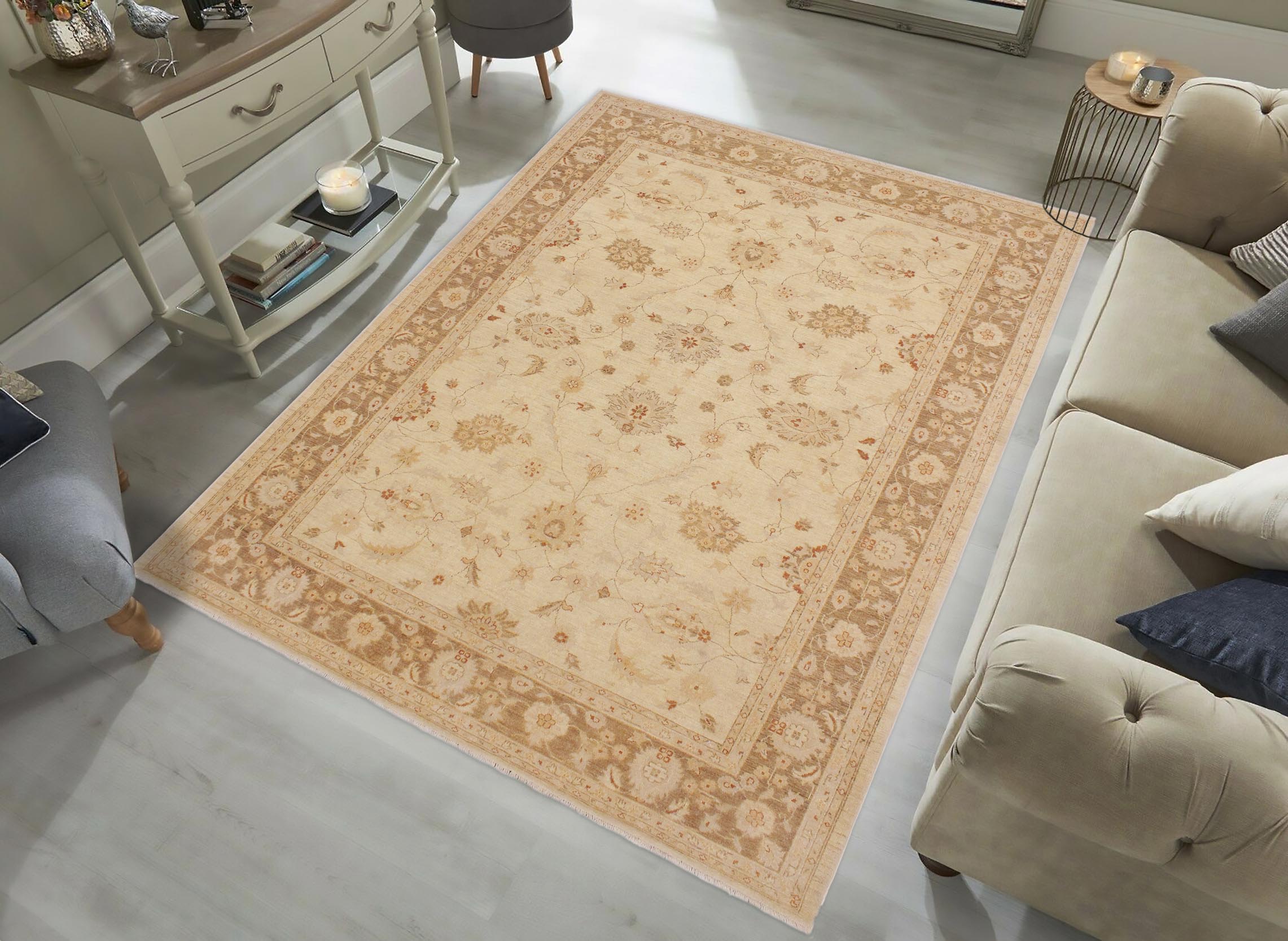 handmade Traditional Kafkaz Beige Lt. Brown Hand Knotted RECTANGLE 100% WOOL area rug 9x12