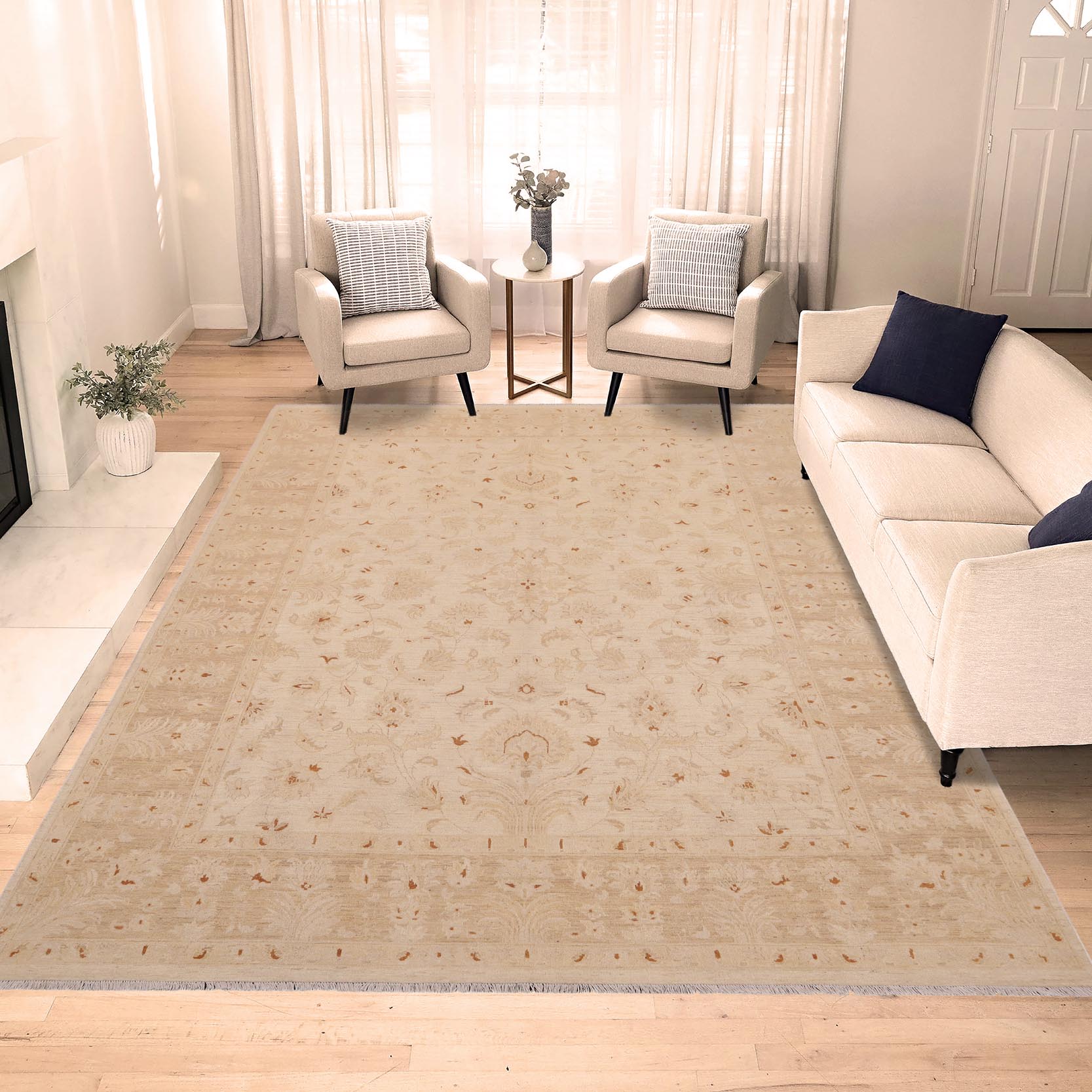 handmade Traditional Kafkaz Beige Lt. Brown Hand Knotted RECTANGLE 100% WOOL area rug 9x12