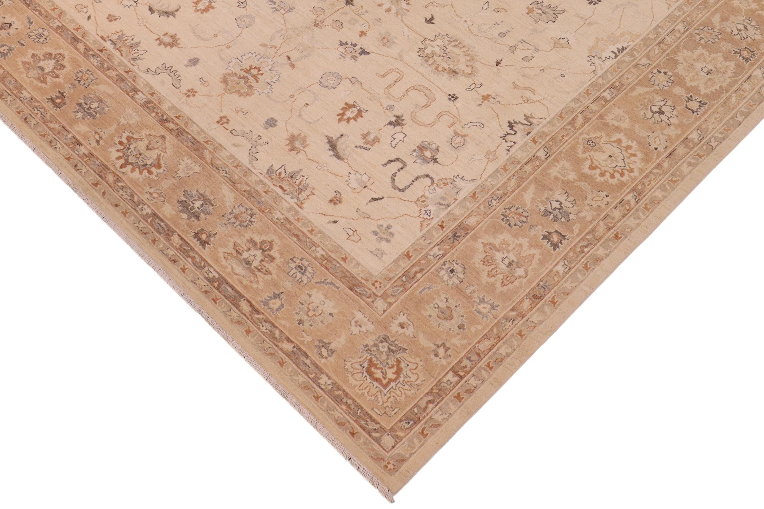 handmade Traditional Kafkaz Beige Tan Hand Knotted RECTANGLE 100% WOOL area rug 9x12