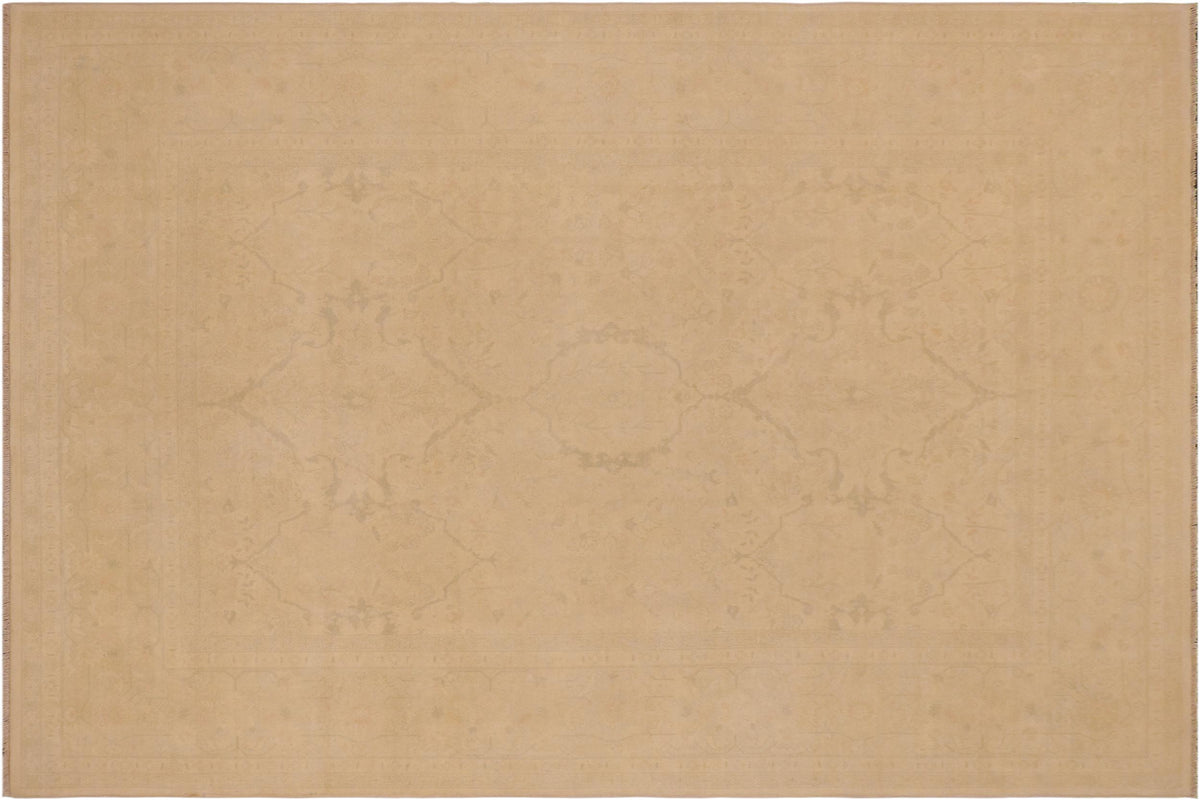 handmade Traditional Kafkaz Beige Beige Hand Knotted RECTANGLE 100% WOOL area rug 9x12