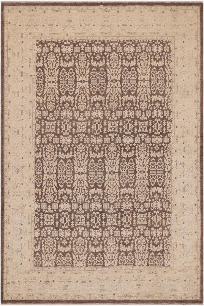 handmade Transitional Kafkaz Brown Beige Hand Knotted RECTANGLE 100% WOOL area rug 9X12