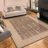 handmade Transitional Kafkaz Brown Beige Hand Knotted RECTANGLE 100% WOOL area rug 9 x 12