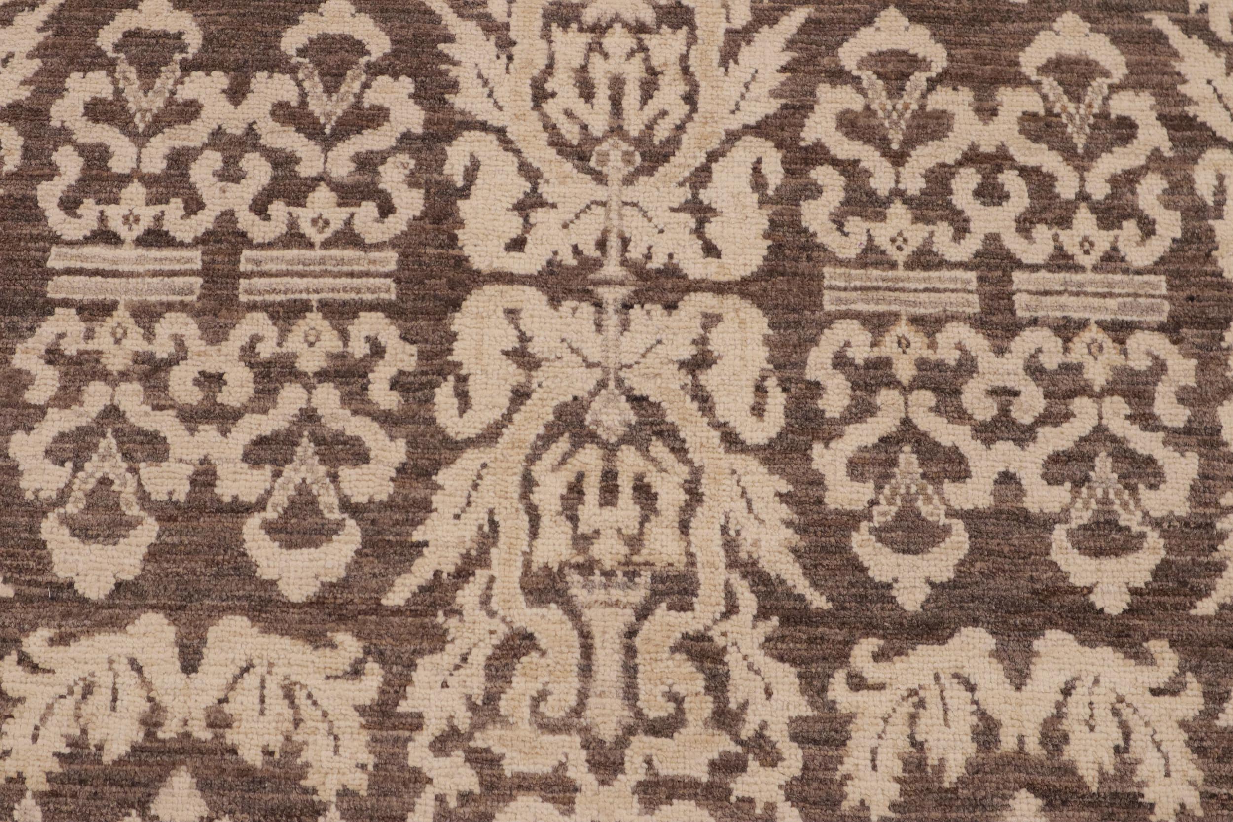 handmade Transitional Kafkaz Brown Beige Hand Knotted RECTANGLE 100% WOOL area rug 9' x 12'