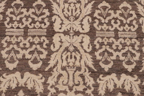 handmade Transitional Kafkaz Brown Beige Hand Knotted RECTANGLE 100% WOOL area rug 9' x 12'