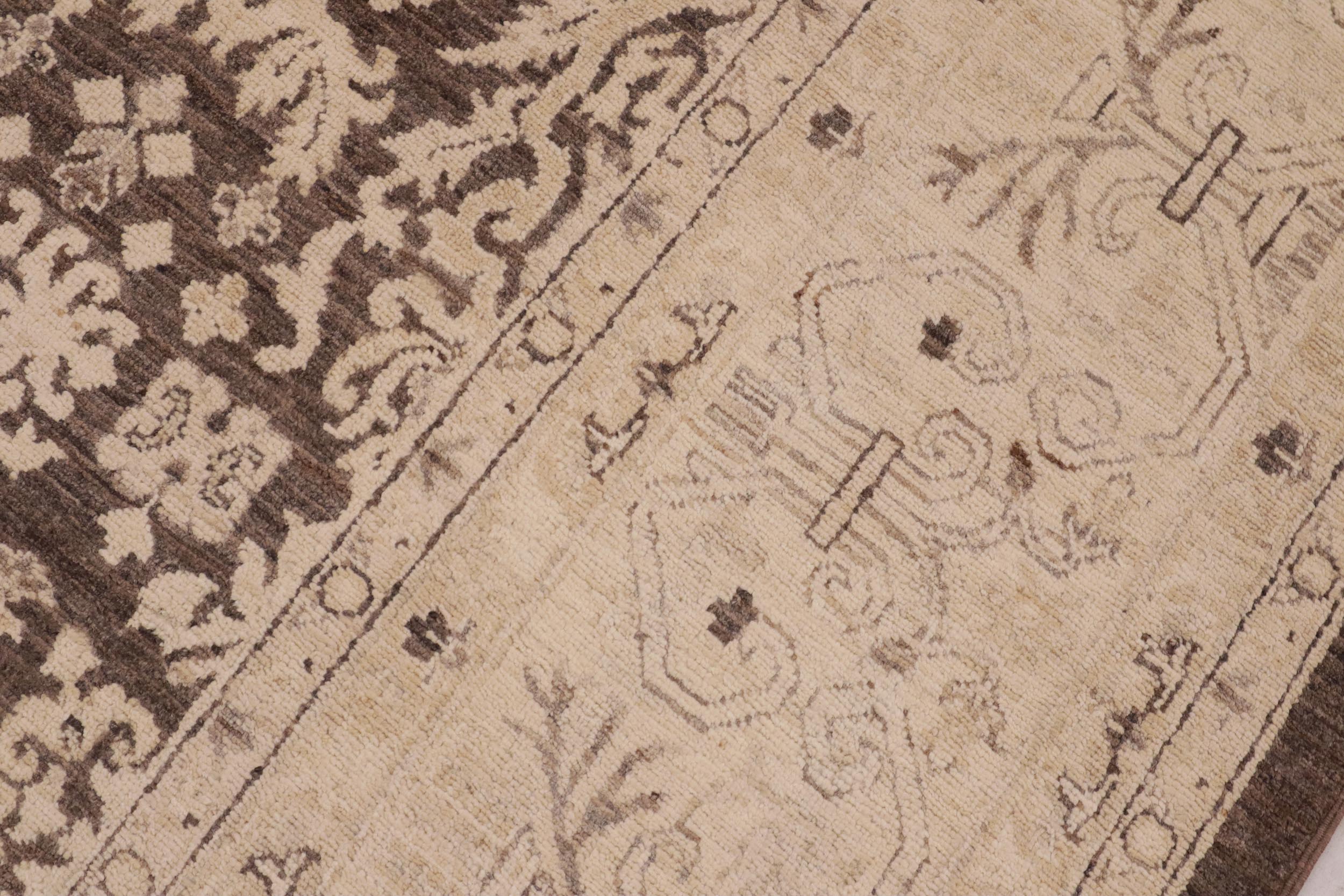 handmade Transitional Kafkaz Brown Beige Hand Knotted RECTANGLE 100% WOOL area rug 9' x 12'