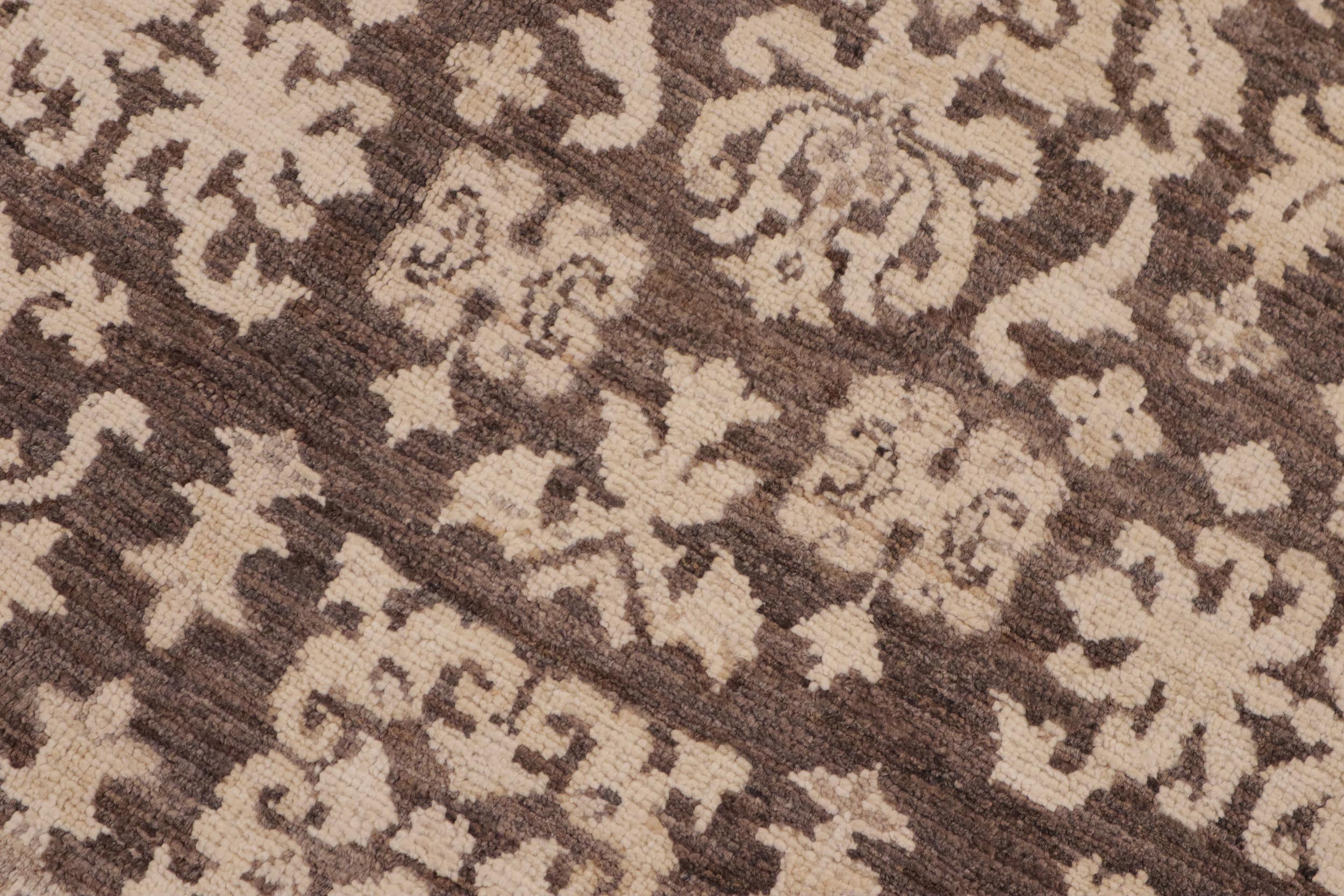 handmade Transitional Kafkaz Brown Beige Hand Knotted RECTANGLE 100% WOOL area rug 9' x 12'