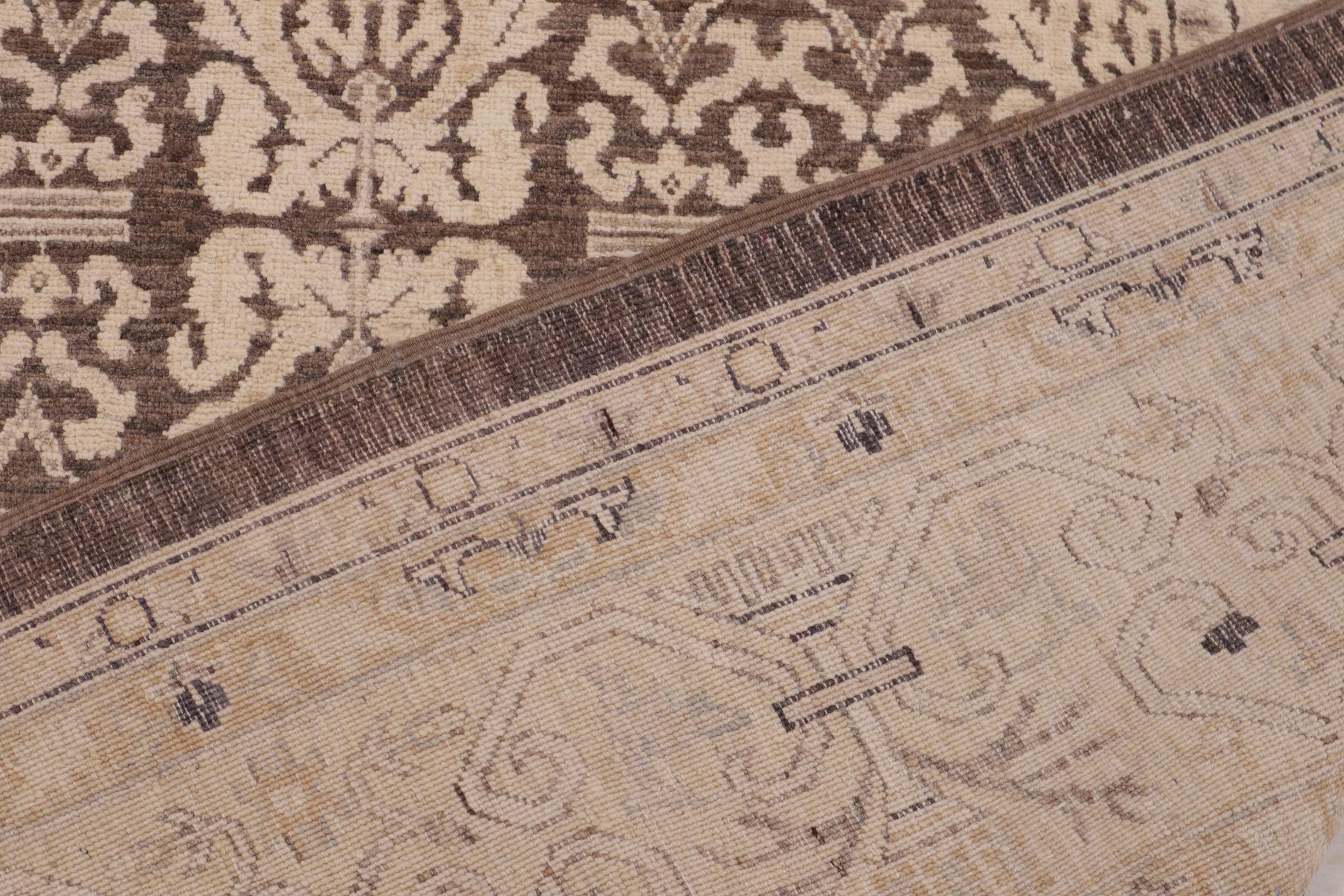 handmade Transitional Kafkaz Brown Beige Hand Knotted RECTANGLE 100% WOOL area rug 9' x 12'