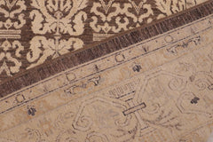 handmade Transitional Kafkaz Brown Beige Hand Knotted RECTANGLE 100% WOOL area rug 9X12