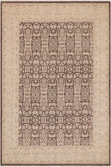 handmade Transitional Kafkaz Brown Beige Hand Knotted RECTANGLE 100% WOOL area rug 9X12