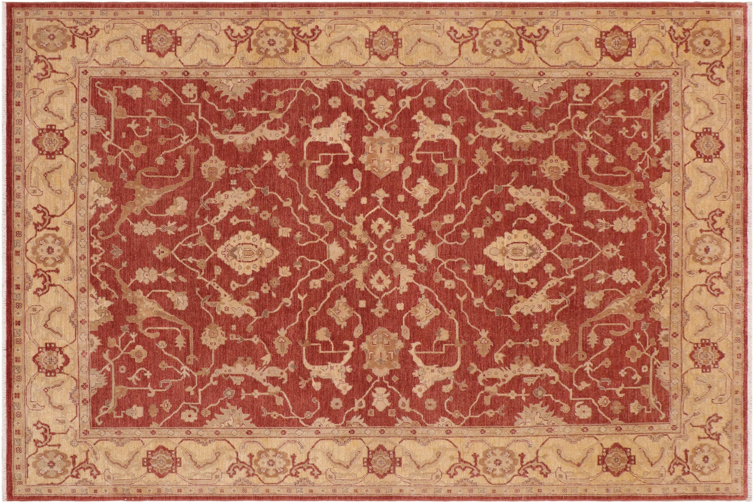 handmade Traditional Kafkaz Red Beige Hand Knotted RECTANGLE 100% WOOL area rug 9x11