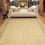 handmade Transitional Kafkaz Beige Green Hand Knotted RECTANGLE 100% WOOL area rug 9 x 12