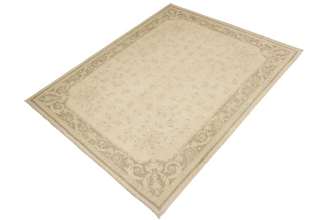 handmade Transitional Kafkaz Beige Green Hand Knotted RECTANGLE 100% WOOL area rug 9' x 12'