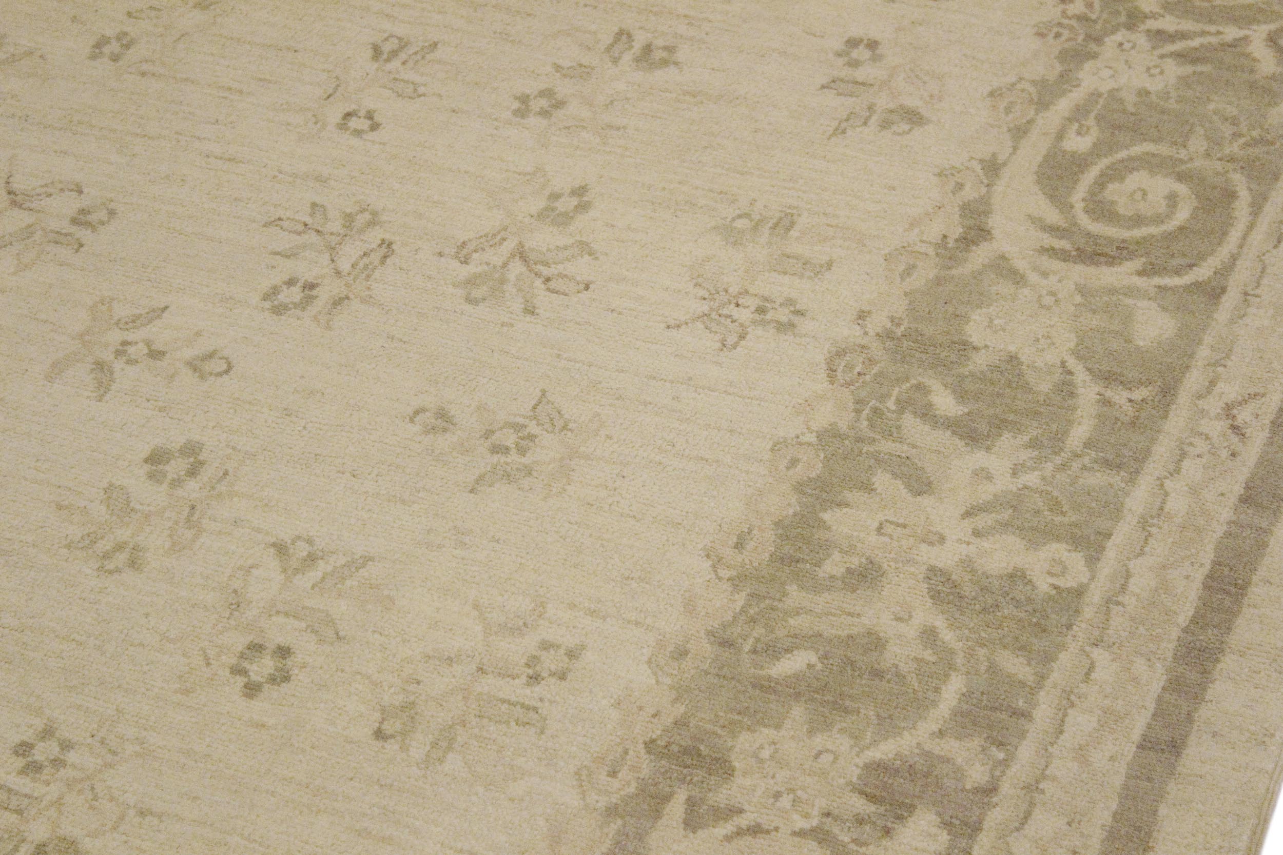 handmade Transitional Kafkaz Beige Green Hand Knotted RECTANGLE 100% WOOL area rug 9' x 12'