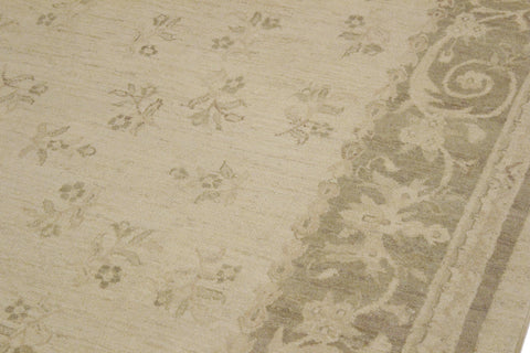 handmade Transitional Kafkaz Beige Green Hand Knotted RECTANGLE 100% WOOL area rug 9' x 12'