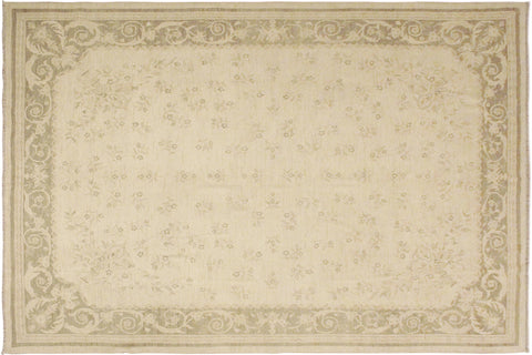 handmade Transitional Kafkaz Beige Green Hand Knotted RECTANGLE 100% WOOL area rug 9' x 12'