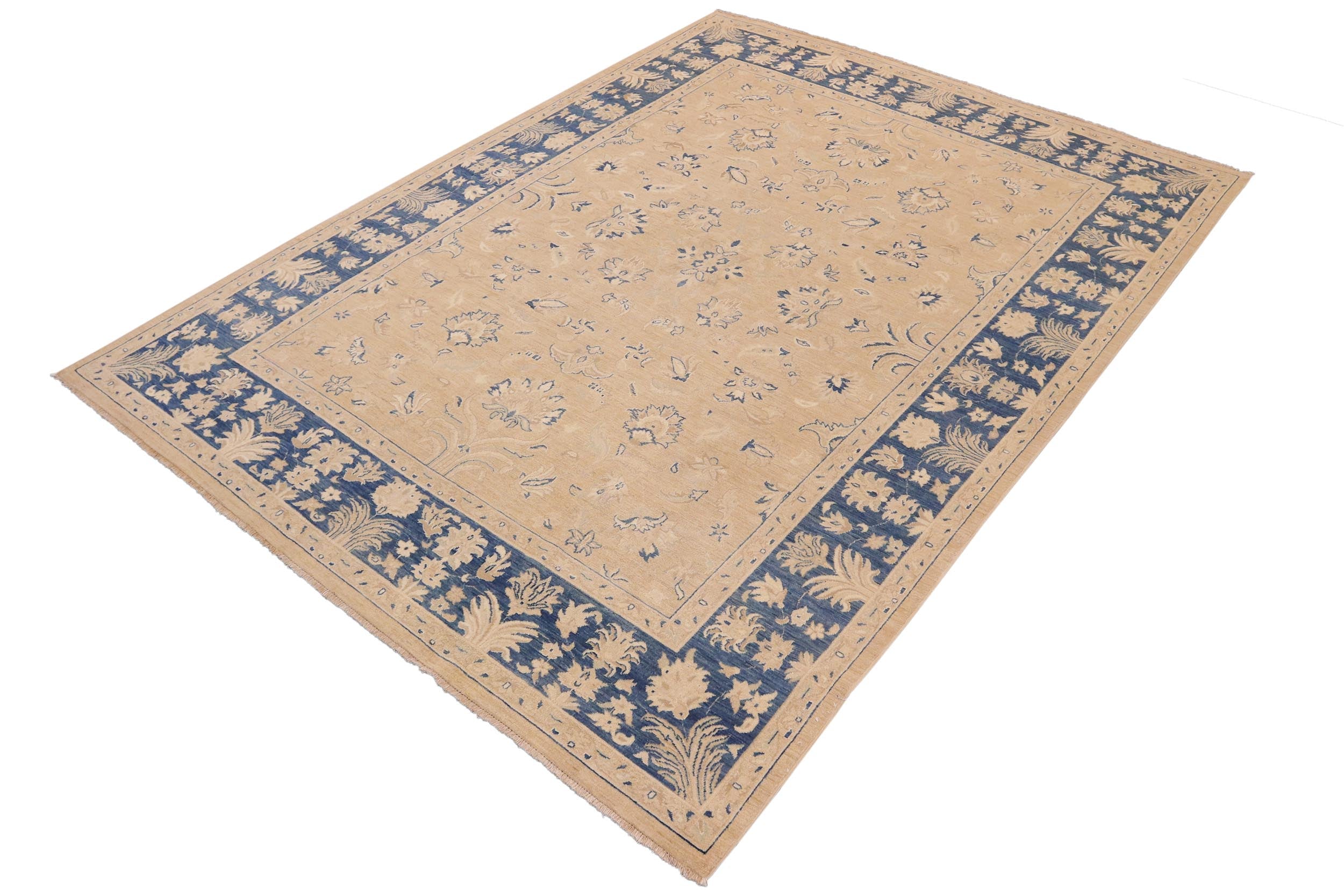 handmade Traditional Kafkaz Taupe Blue Hand Knotted RECTANGLE 100% WOOL area rug 9x12