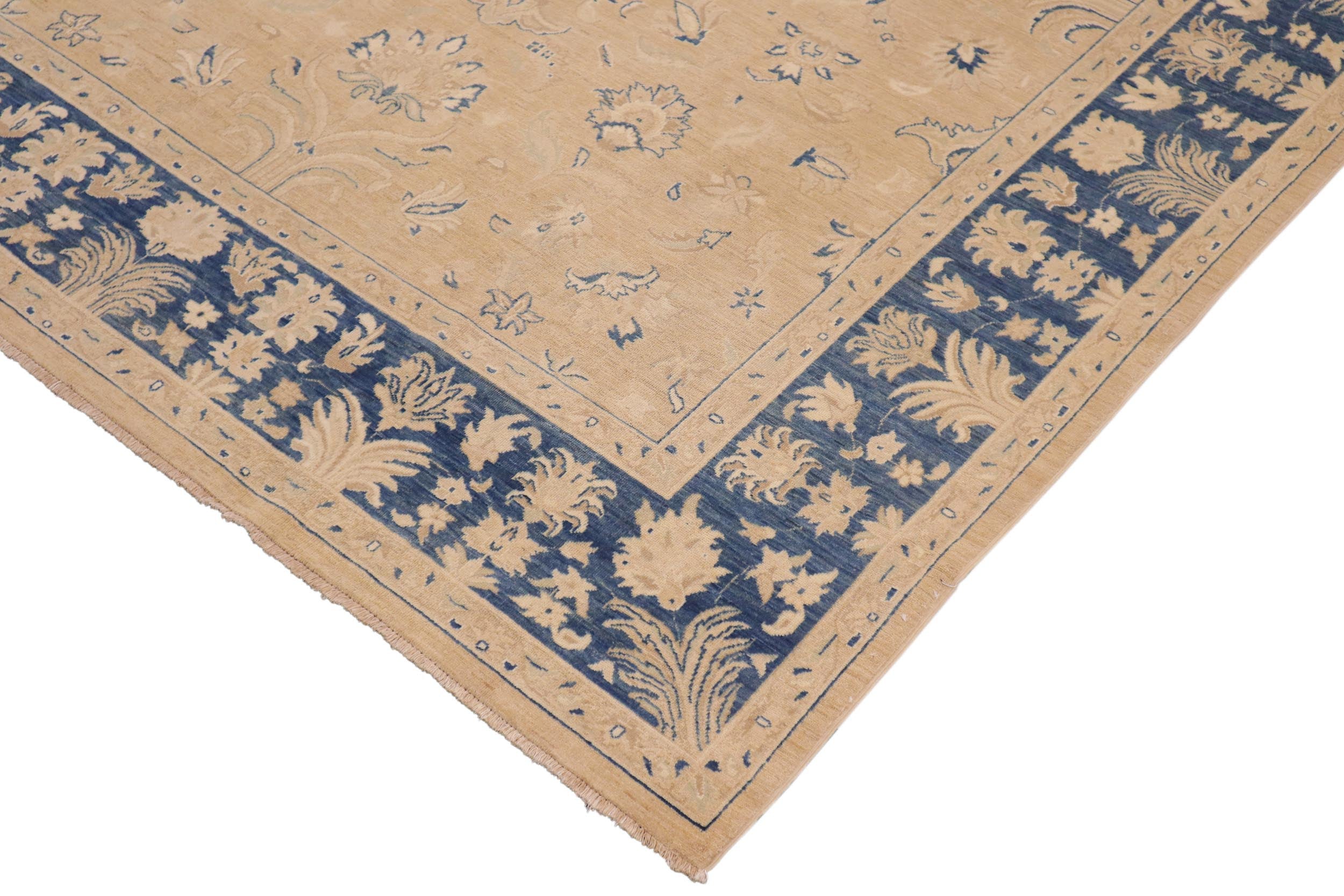 handmade Traditional Kafkaz Taupe Blue Hand Knotted RECTANGLE 100% WOOL area rug 9x12