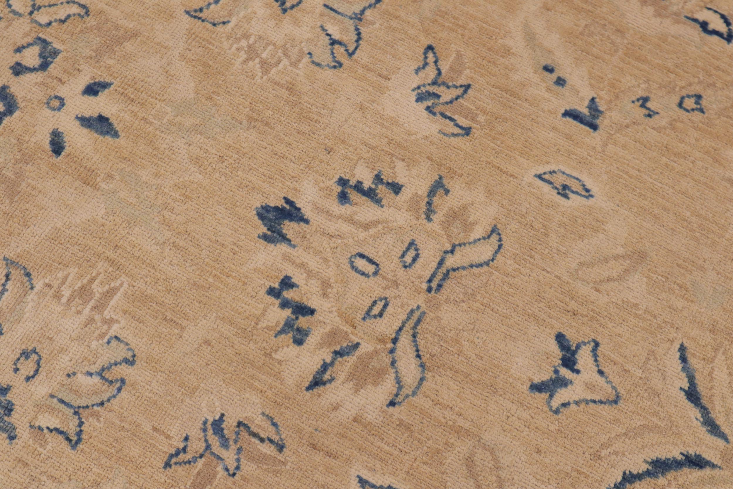 handmade Traditional Kafkaz Taupe Blue Hand Knotted RECTANGLE 100% WOOL area rug 9x12