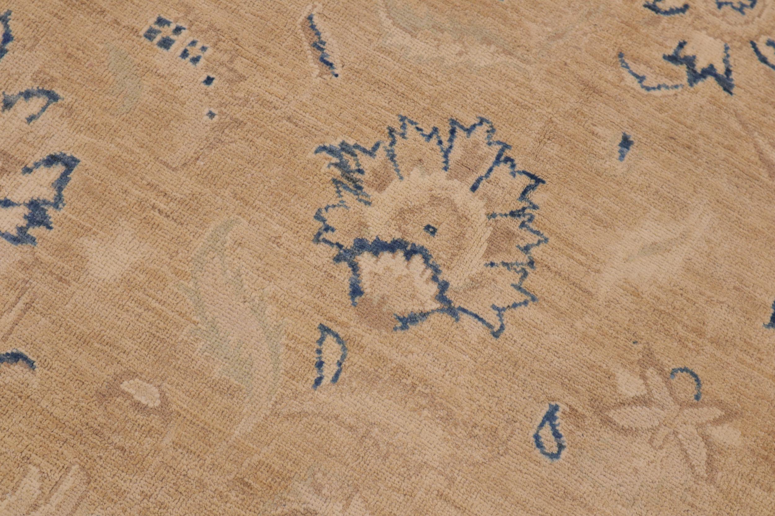 handmade Traditional Kafkaz Taupe Blue Hand Knotted RECTANGLE 100% WOOL area rug 9x12