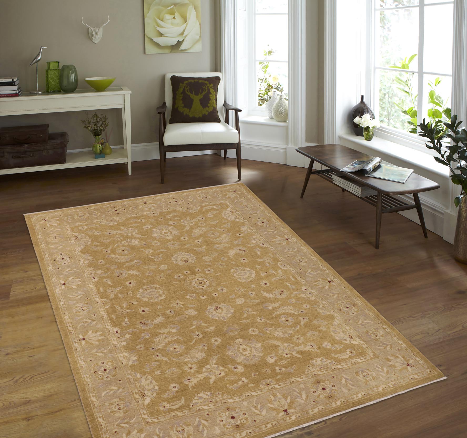 handmade Traditional Kafkaz Lt. Green Tan Hand Knotted RECTANGLE 100% WOOL area rug 9x12