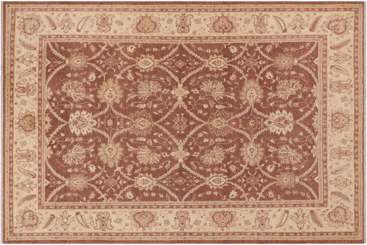 handmade Transitional Kafkaz Red Beige Hand Knotted RECTANGLE 100% WOOL area rug 9' x 12'