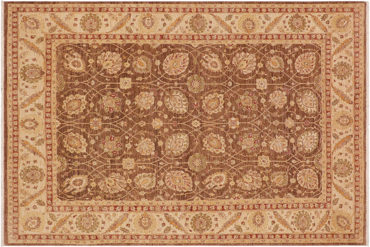 handmade Transitional Kafkaz Brown Beige Hand Knotted RECTANGLE 100% WOOL area rug 9' x 12'