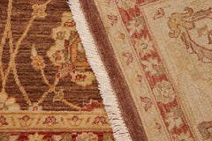 handmade Traditional Kafkaz Brown Beige Hand Knotted RECTANGLE 100% WOOL area rug 9X12