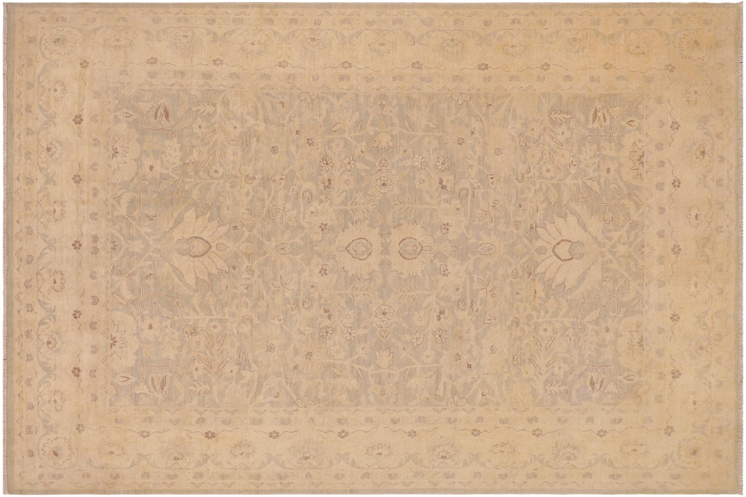 handmade Traditional Kafkaz Lt. Green Beige Hand Knotted RECTANGLE 100% WOOL area rug 9x12